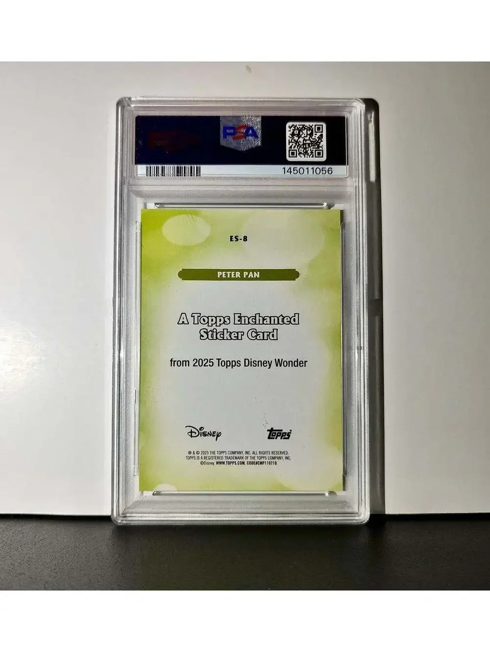 Peter Pan 2025 Topps Disney #ES-8 Enchanted Sticker Card Peter Pan PSA 8